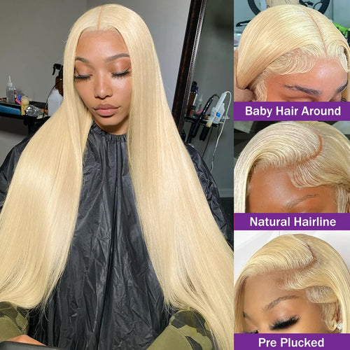 30 40 Inch 613 Honey Blonde 13x6 Hd Transparent Lace Front Human Hair 13x4 Bone Straight Lace Frontal Wig for Women 250 Density