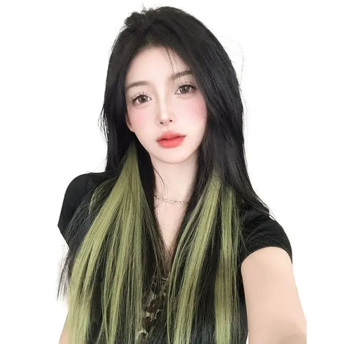 Pink Hair Extension Piece Invisible Traceless Inner Dyed Highlighted Hair Extensions Full Volume Colorful Hair Pieces