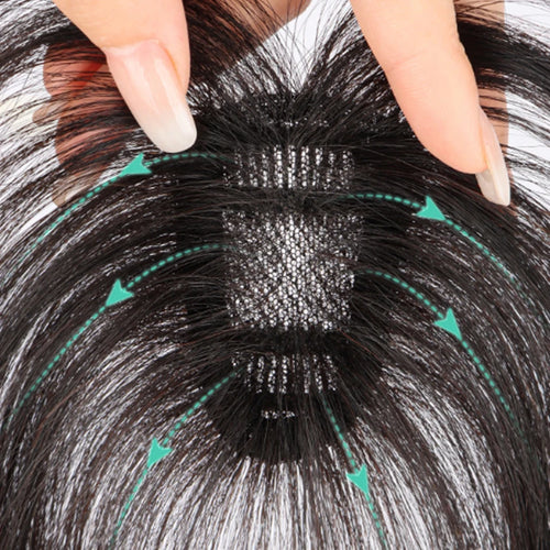 S-noilite 2.4"x3.15" Fringe Air Bang 100% Human Hair Topper Natural Hairline for Women Clip In Hairpieces 10g Light Bangs 10"