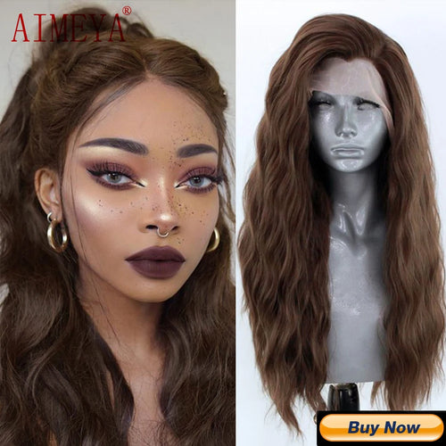 AIMEYA Synthetic Lace Front Wigs for Women Natural Hairline Synthetic Hair Lace Wig Long Brown Wig PrePlucked Cosplay Woman Wigs