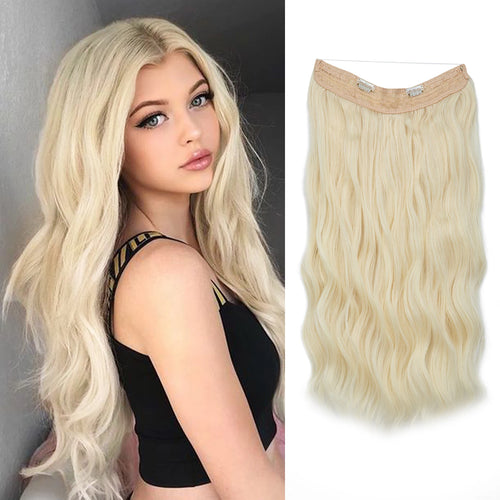 SARLA Synthetic Wave Invisible Wire With Clips Hair Extensions Fish Line Natural Blonde Clip In Hairpiece Fake Hair Piece