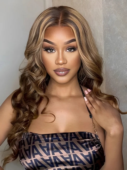 Highlight 200 density lace front wig human hair Body wave 30 inch colored wigs Brazilian 13x6 hd lace frontal wig for women