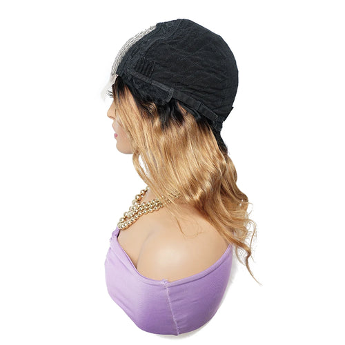 Ombre Honey Blonde Body Wave Closure Wig Indian Remy Human Hair 4x1 T Part Transparent Lace Wig 1B27/30 Color Pre-Plucked Almac