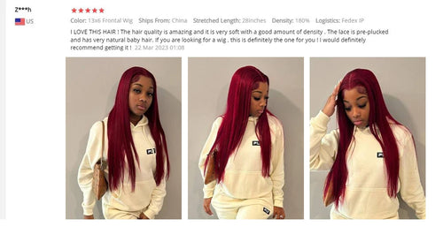 99j Burgundy Lace Front Human Hair Wig 40 Inch 13x6 Straight Lace Frontal Wigs HD Transparent Lace Colored Red Wig For Women