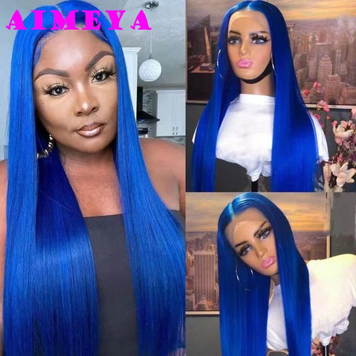 AIMEYA Platinum Blonde Lace Front Wigs for Women Long Natural Wave Synthetic Hair  Heat Resistant Fiber Hair Free Part