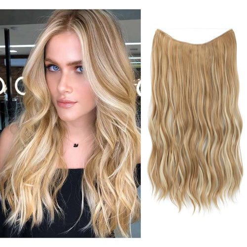 SARLA Synthetic Wave Invisible Wire With Clips Hair Extensions Fish Line Natural Blonde Clip In Hairpiece Fake Hair Piece