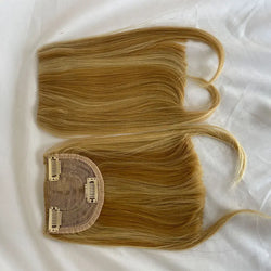 27P613 Blonde Mixed Brown Color Brazilian Human Hair Clip-in Hair Bangs Full Fringe Short Straight Hair Extension for women 6-8"