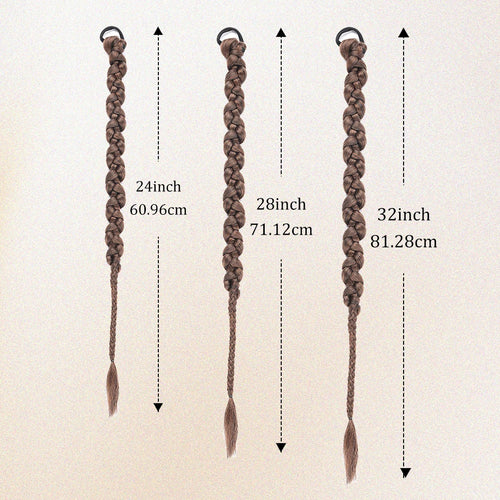 Long Braiding Synthetic Hair Extensions 2 Pieces Set Twisted Ponytail Extension with Rubber Bands Double Fishtail Braided