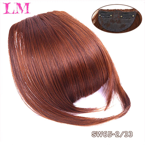 LM Natural Straight Synthetic Blunt Bangs High Temperature Fiber Brown Women Clip-In Full Bangs With Fringe Of Hair 6 Inch