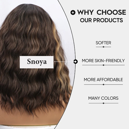 Short Synthetic Shoulder Length Middle Part Curly Wavy Bob Wig Natural Looking Heat Resistant Fiber Wig for Women Daily Use