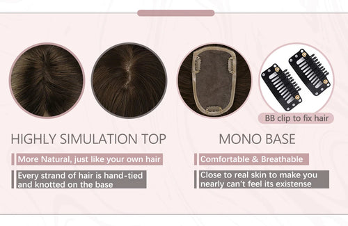 Ugeat Hair Topper For Women Natural Human Blonde Hair Extensions Mono Base 3x5inch Women Toupee Invisible Free Part Hair Toppers
