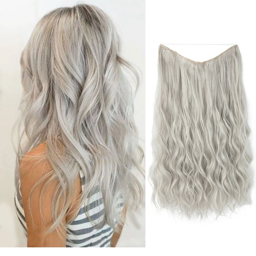 SARLA Synthetic Wave Invisible Wire With Clips Hair Extensions Fish Line Natural Blonde Clip In Hairpiece Fake Hair Piece