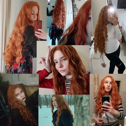 AIMEYA Synthetic Lace Front Wigs for Women Natural Hairline Synthetic Hair Lace Wig Long Brown Wig PrePlucked Cosplay Woman Wigs