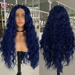 Silver Wig with White Highlights Synthetic Long Deep Wave Lace Front Wig Natural Looking Daily Use Cosplay Light Grey Lace Wigs