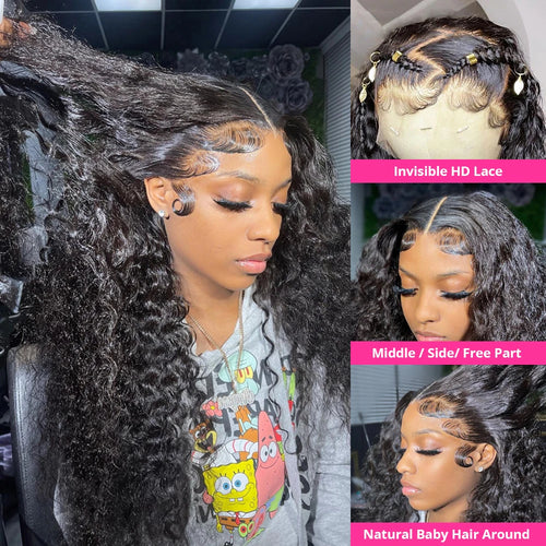 36 34 Inch Deep Wave Frontal Wig 13X6 Lace Brazilian Human Hair Wig 13x4 Lace Frontal Wig Kinky Curly Human Hair Wig For Women
