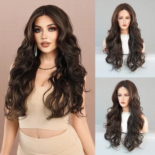 HD Transparent Lace Front Wig Blue Ombre Purple Body Wavy Wigs with Bangs High Density Synthetic Lace Frontal Side Part Wigs