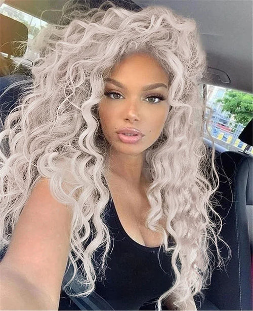 Womens Wig Long Synthetic Hair Ombre Blonde Curly Wigs Female Natural Wavy Drag Queen Regular Wig 80s Gradient Wigs for Student