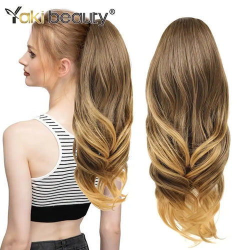 Synthetic Wavy Drawstring Ponytail Extension 20" Long Wave Multi Layered Clip in Ponytail Hair Extensions Stand Up High Fake