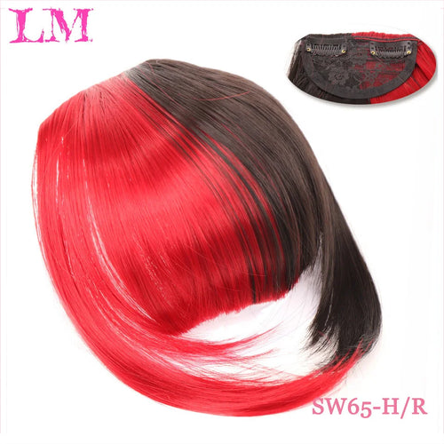 LM Natural Straight Synthetic Blunt Bangs High Temperature Fiber Brown Women Clip-In Full Bangs With Fringe Of Hair 6 Inch