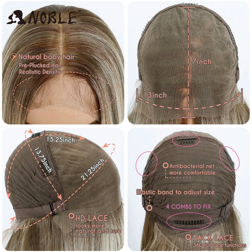Noble Synthetic Lace Front Wig 13X7 Straight Baby Hair Wig 30 Inch Lace Wig For Women Lace Front Wig Ombre Blonde Cosplay Wig