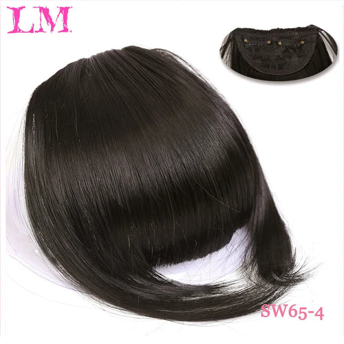 LM Natural Straight Synthetic Blunt Bangs High Temperature Fiber Brown Women Clip-In Full Bangs With Fringe Of Hair 6 Inch