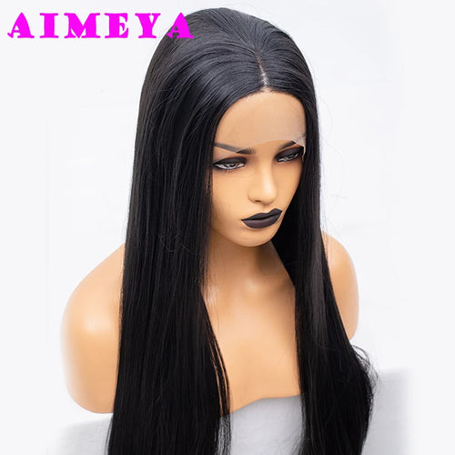 AIMEYA Platinum Blonde Lace Front Wigs for Women Long Natural Wave Synthetic Hair  Heat Resistant Fiber Hair Free Part