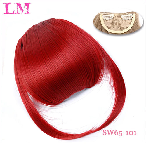 LM Natural Straight Synthetic Blunt Bangs High Temperature Fiber Brown Women Clip-In Full Bangs With Fringe Of Hair 6 Inch