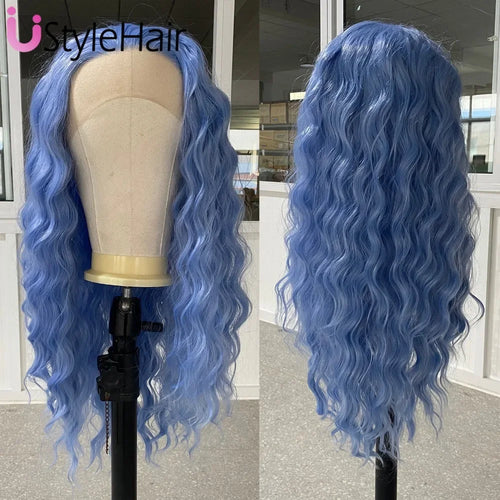 Silver Wig with White Highlights Synthetic Long Deep Wave Lace Front Wig Natural Looking Daily Use Cosplay Light Grey Lace Wigs