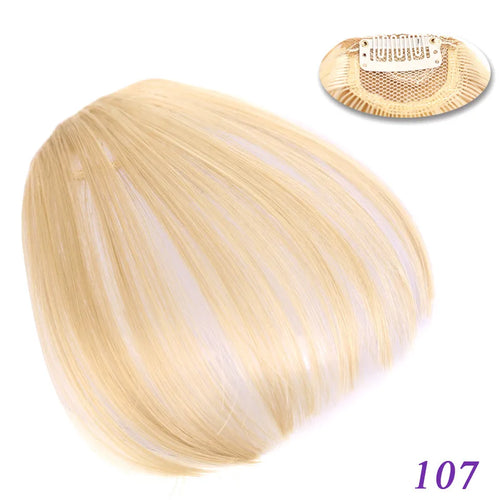 LM Natural Straight Synthetic Blunt Bangs High Temperature Fiber Brown Women Clip-In Full Bangs With Fringe Of Hair 6 Inch