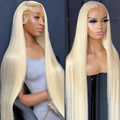 30 32 Inches HD Transparent 613 Blonde Straight 200 Density 13x4 13x6 Lace Front Human Hair Wigs For Women