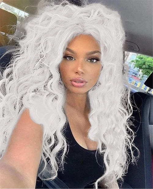 Womens Wig Long Synthetic Hair Ombre Blonde Curly Wigs Female Natural Wavy Drag Queen Regular Wig 80s Gradient Wigs for Student