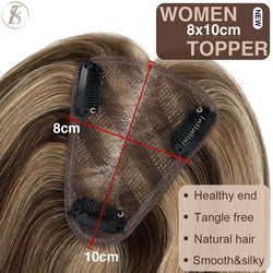 TESS Hair Toppers 8x10cm Hand Made Women Topper Natural Hair Wigs Hair Clip In Human Hair Extensions Single Knot Lace Hairpiece