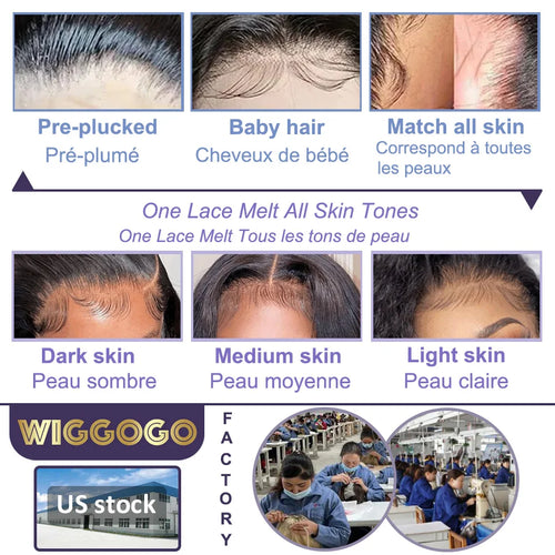 Wiggogo 30 Inches Lace Frontal Wigs Bone Straight Lace Front Wigs 13X4 13X6 Blonde 613 Lace Front Human Hair Wigs For Women
