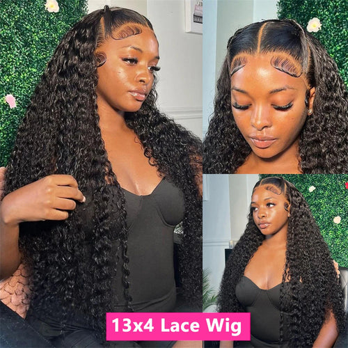 36 34 Inch Deep Wave Frontal Wig 13X6 Lace Brazilian Human Hair Wig 13x4 Lace Frontal Wig Kinky Curly Human Hair Wig For Women