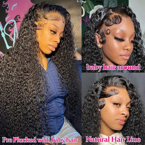 36 34 Inch Deep Wave Frontal Wig 13X6 Lace Brazilian Human Hair Wig 13x4 Lace Frontal Wig Kinky Curly Human Hair Wig For Women