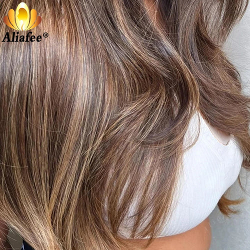 Balayage Brown Blonde Highlight Body Wave 13X6 Lace Front Wigs Human Hair Transparent 13X4 Lace Frontal Human Hair Wig for Women