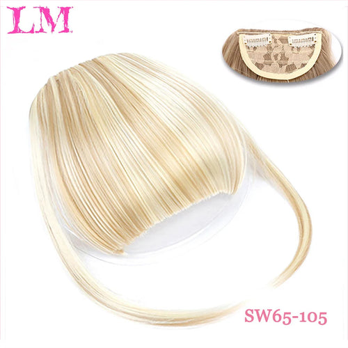 LM Natural Straight Synthetic Blunt Bangs High Temperature Fiber Brown Women Clip-In Full Bangs With Fringe Of Hair 6 Inch