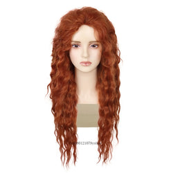 Synthetic 26 Inch Long Wig Water Wave Ginger Copper Wig for Women Deep Wavy Halloween Cosplay Daily Party Hair Replacement Wigs