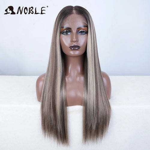 Noble Synthetic Lace Front Wig 13X7 Straight Baby Hair Wig 30 Inch Lace Wig For Women Lace Front Wig Ombre Blonde Cosplay Wig