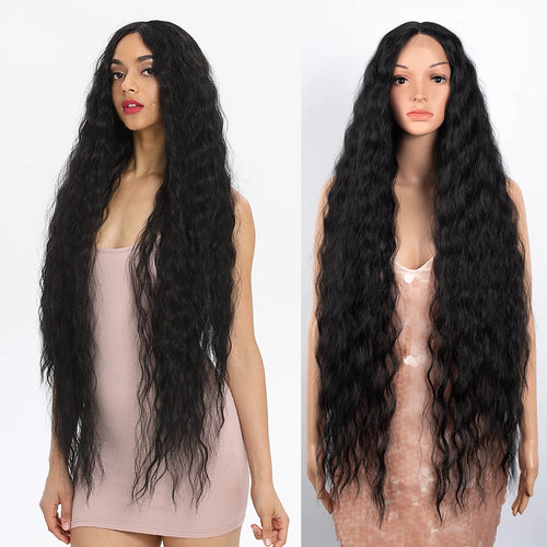 Synthetic Lace Front Wigs For Black Women 40 Inch Long Curly Lace Wigs Ombre Blonde Highlight White Cosplay Wig