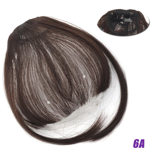 LM Natural Straight Synthetic Blunt Bangs High Temperature Fiber Brown Women Clip-In Full Bangs With Fringe Of Hair 6 Inch