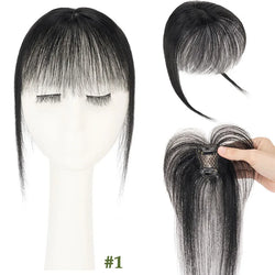 S-noilite 2.4"x3.15" Fringe Air Bang 100% Human Hair Topper Natural Hairline for Women Clip In Hairpieces 10g Light Bangs 10"