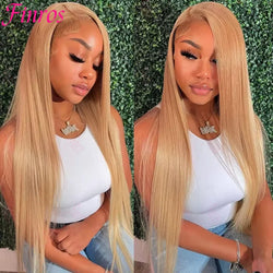 Bone Straight Honey Blonde Wig Human Hair 13x6 Hd Lace Frontal Wigs For Women 36 Inch #27 Colored Wig 13x4 Lace Front Wig 200%