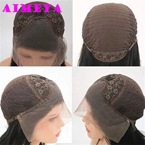 AIMEYA Platinum Blonde Lace Front Wigs for Women Long Natural Wave Synthetic Hair  Heat Resistant Fiber Hair Free Part