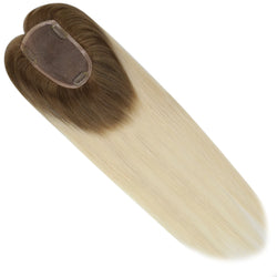 Ugeat Hair Topper For Women Natural Human Blonde Hair Extensions Mono Base 3x5inch Women Toupee Invisible Free Part Hair Toppers