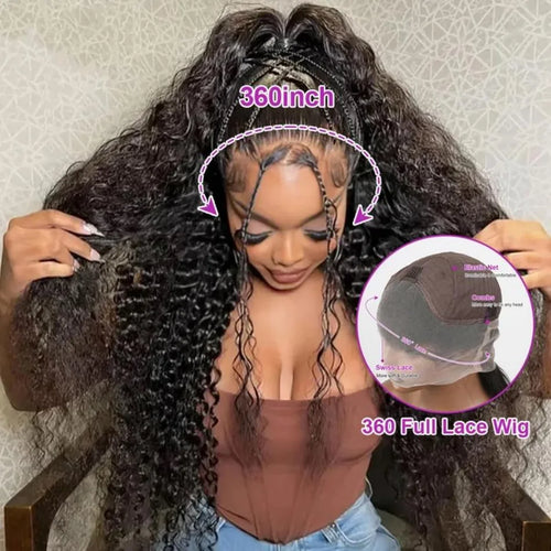 360 Full Lace Wig Human Hair Pre Plucked Deep Wave Frontal Wig Natural Hairline Hd Lace Wigs 30 40 Inch Curly Human Hair Wigs