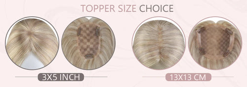 Ugeat Hair Topper For Women Natural Human Blonde Hair Extensions Mono Base 3x5inch Women Toupee Invisible Free Part Hair Toppers