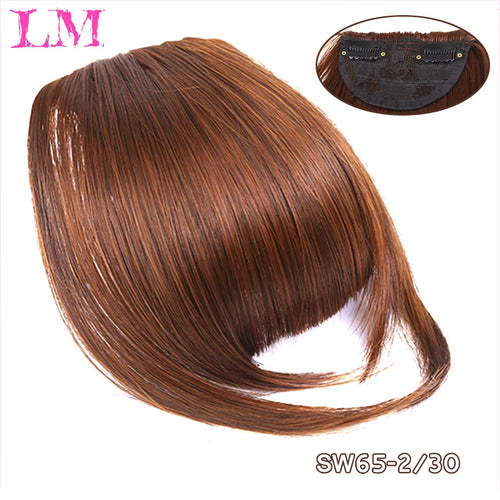 LM Natural Straight Synthetic Blunt Bangs High Temperature Fiber Brown Women Clip-In Full Bangs With Fringe Of Hair 6 Inch