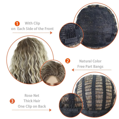 Womens Wig Long Synthetic Hair Ombre Blonde Curly Wigs Female Natural Wavy Drag Queen Regular Wig 80s Gradient Wigs for Student
