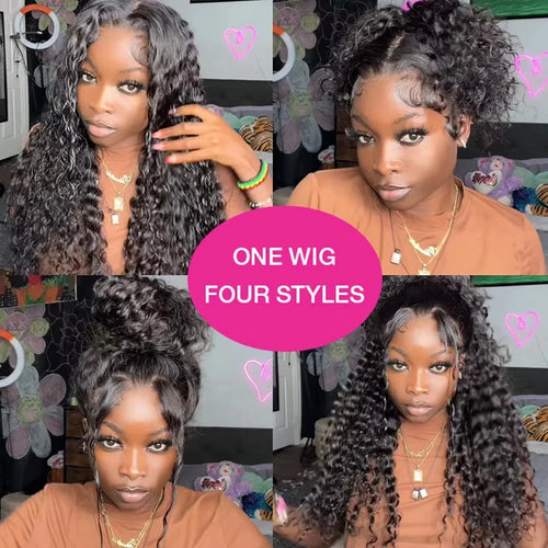 250 High Density Curly 13x6 Hd Lace Frontal Human Hair Wigs Invisible Strap Pre Plucked Deep Wave 360 Lace Front Wig Human Hair